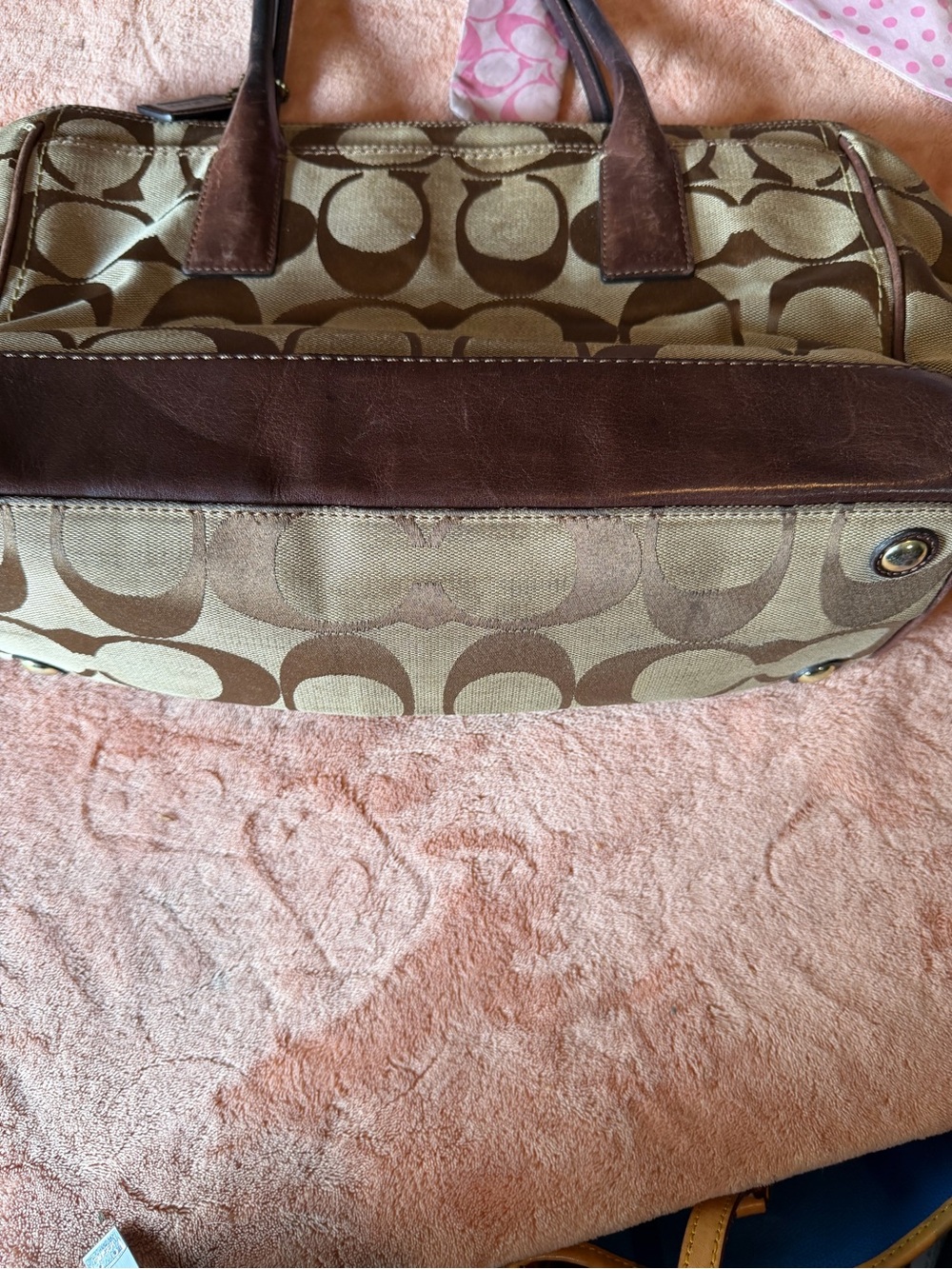 Coach Olive and Brown Signature Satchel with Turn-Lock - Picture 3 of 8